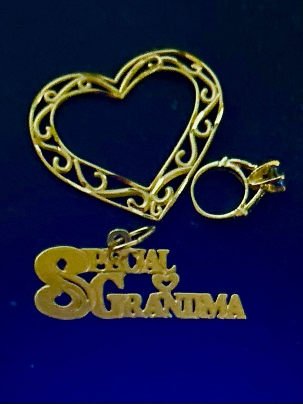 3 SOLID 14 kt yellow gold pendants charms